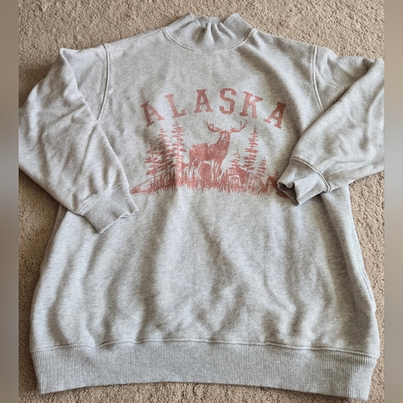 Aerie Alaska Mock Neck Sweatshirt In Gray Color - Picture 3 of 11